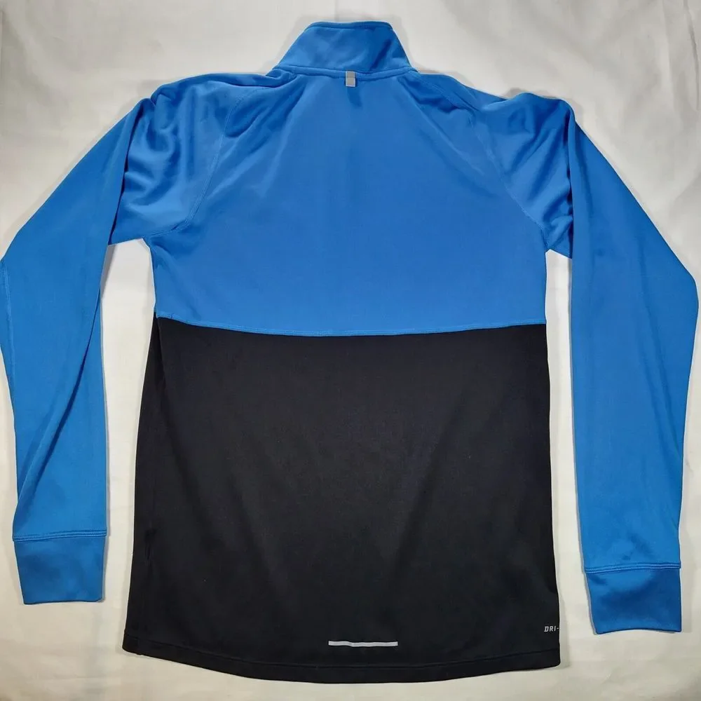 Nike Running Dri-Fit Men's Medium Blue Black‎ 1/4 Zip Pullover Thumbholes